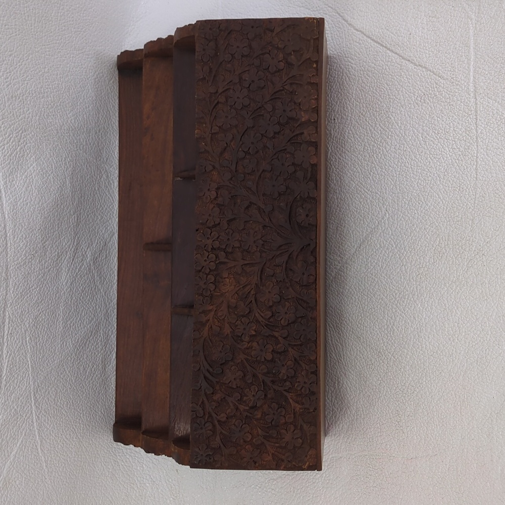 Wooden Hand Carved Tabletop Letterbox Office